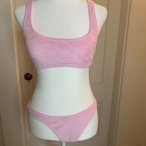 J. Crew pink terry bikini size xs top and bottom set, never worn, NWOT